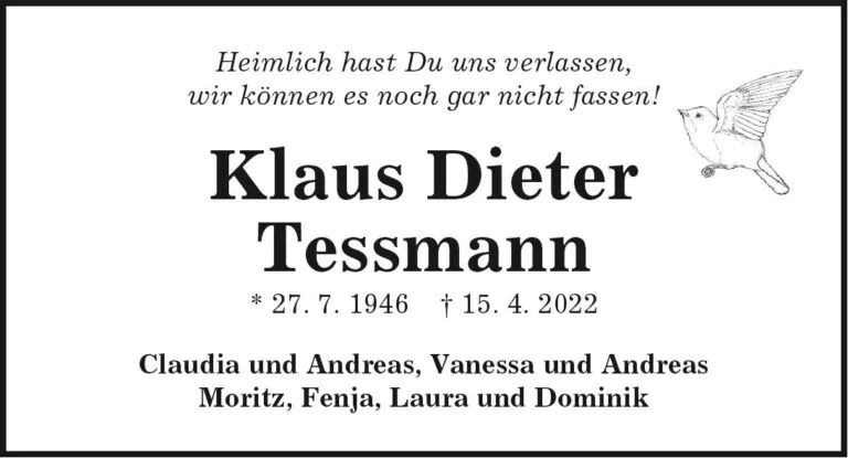 Traueranzeige Klaus Dieter Tessmann